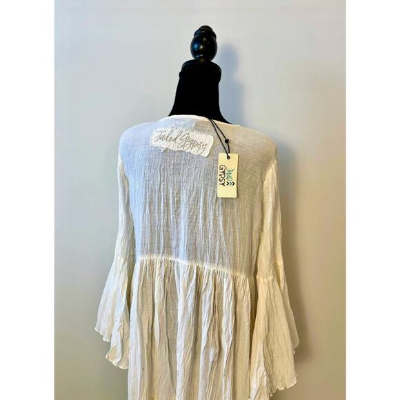 Jaded Gypsy WC Flowy Hi-Low Dress in White Size S/M Pullover Long Sleeve Relaxed - Picture 4 of 6